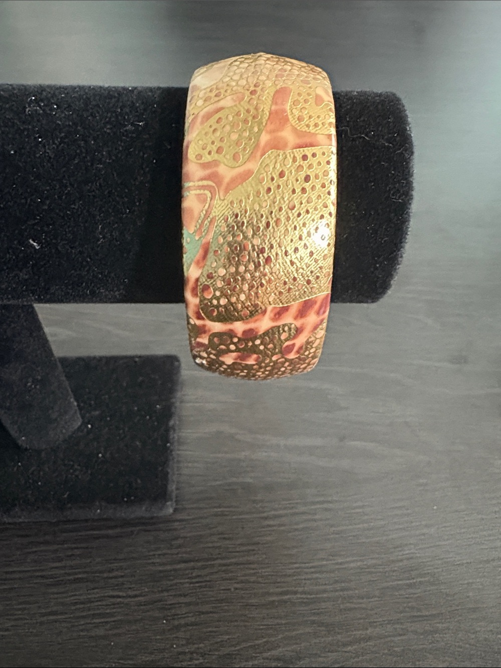 Gold and Copper Animal Patterned Women’s Bangle Bracelet
